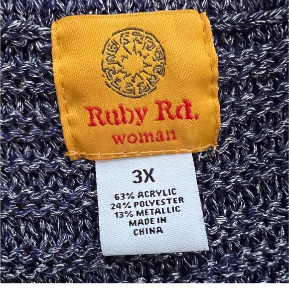 New Ruby Rd sweater size 3X “Spellbound” sparkly silver purple fringe beaded NWT - Picture 9 of 15